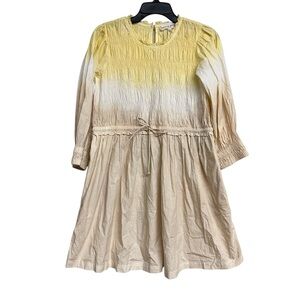 Apiece Apart Aldea Smocked Hippie Cottagecore Mini Dress Organic Cotton Bohemian